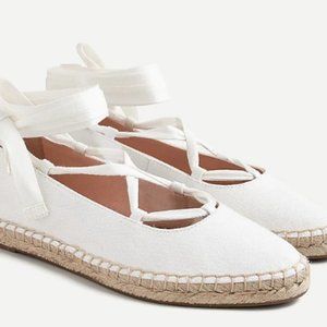J.Crew Canvas Lace Up Espadrille in Fresh Cream